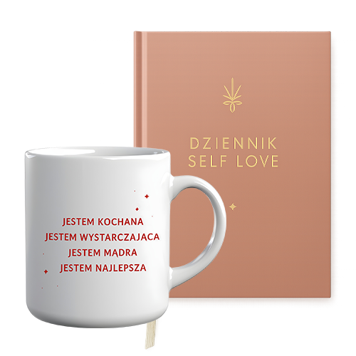 Zestaw Self Love „Jestem Kochana” – Dziennik i Kubek z Afirmacją | Milisove